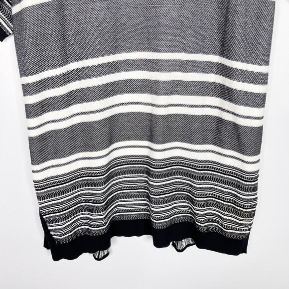 Vince Womens Medium M Black White Multi Striped Cardigan Sweater Open Front Long - Picture 7 of 14